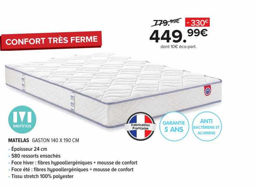 matelas gaston 140 x 190 cm