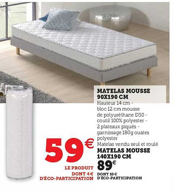 matelas mousse 90x190 cm