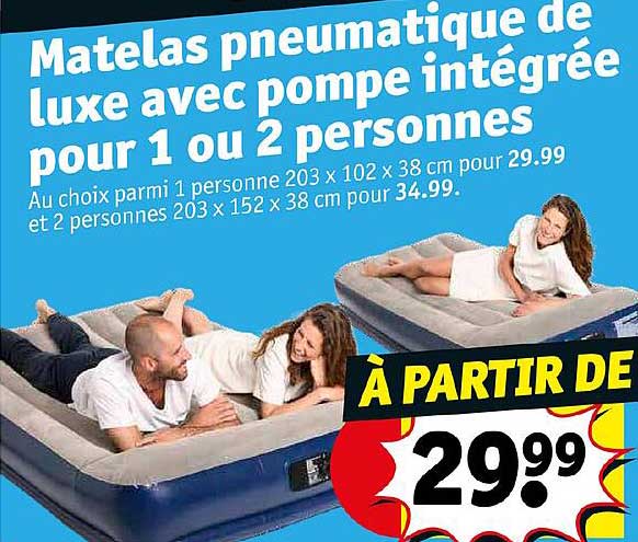 matelas pneumatique de luxe avec pompe intégrée pour 1 ou 2 personnes