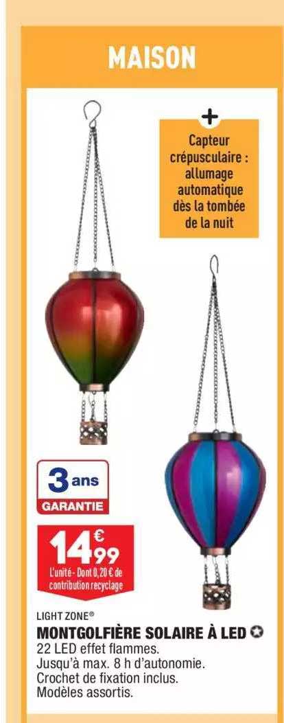 montgolfière solaire à led light zone