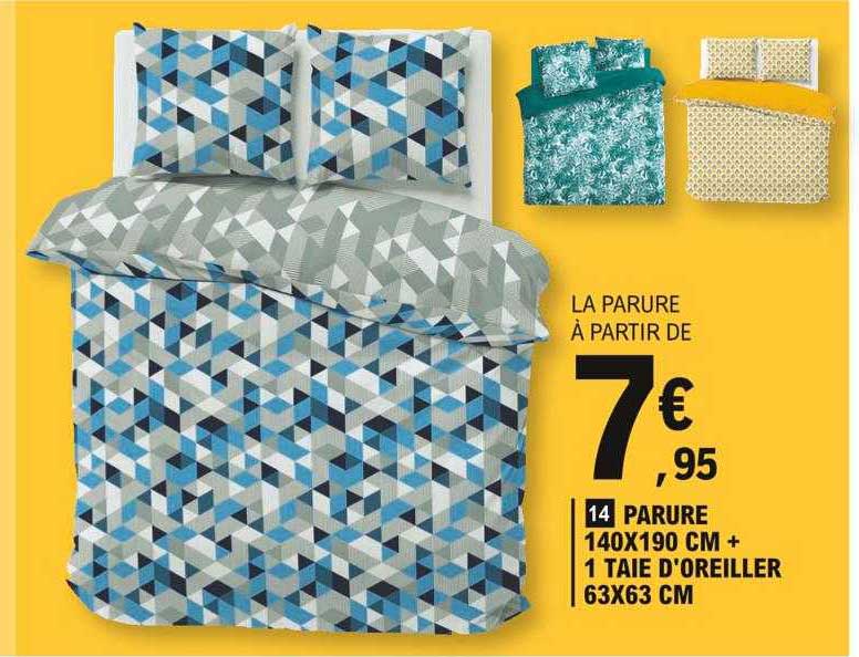 parure 140 x 190 cm + 1 taie d'oreiller 63 x 63 cm