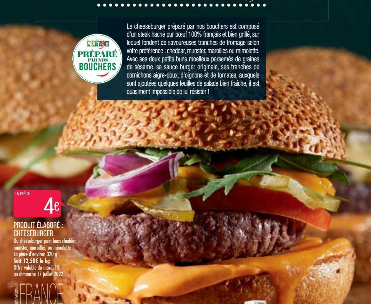 produit élaboré : cheeseburger