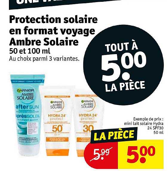 protection solaire en format voyage ambre solaire 50 et 100ml