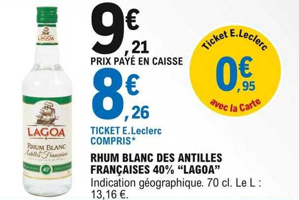 rhum blanc des antilles françaises 40% "lagoa"