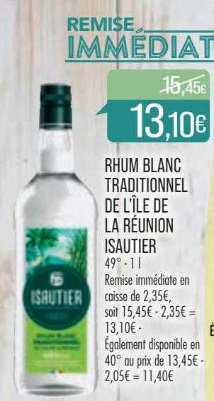 rhum blanc traditionnel de l'île de la réunion isauter