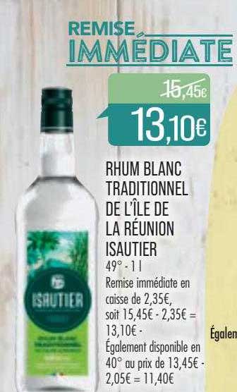 rhum blanc traditionnel de l'île de la réunion isautier