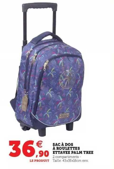 sac à dos à roulettes ettavée palm tree