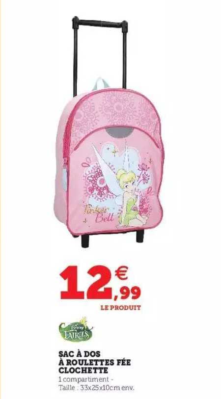 sac à dos à roulettes fée clochette