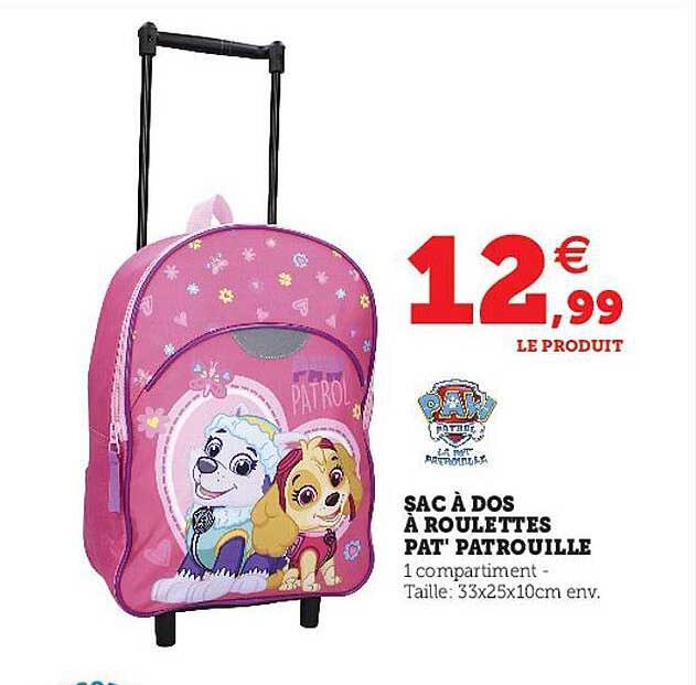 sac à dos à roulettes pat' patrouille
