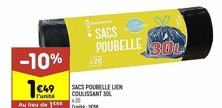 sacs poubelle lien coulissant 30l