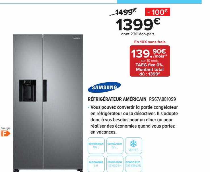 samsung réfrigérateur américain