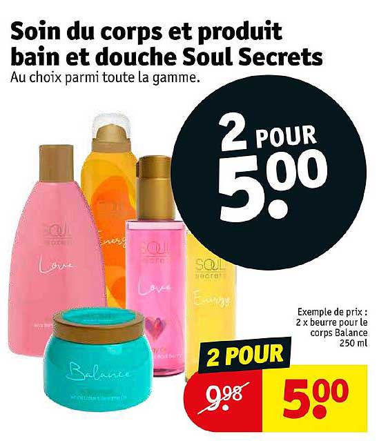soin du corps et produit bain et douche soul secrets