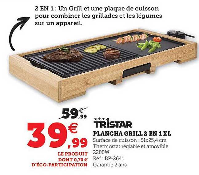 Tristar Plancha Grill 2 En 1 Xl