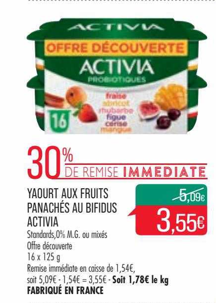Yaourt Aux Fruits Panachés Au Bifidus Activia
