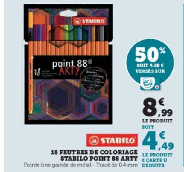 18 feutres de coloriage stabilo point 88 arty