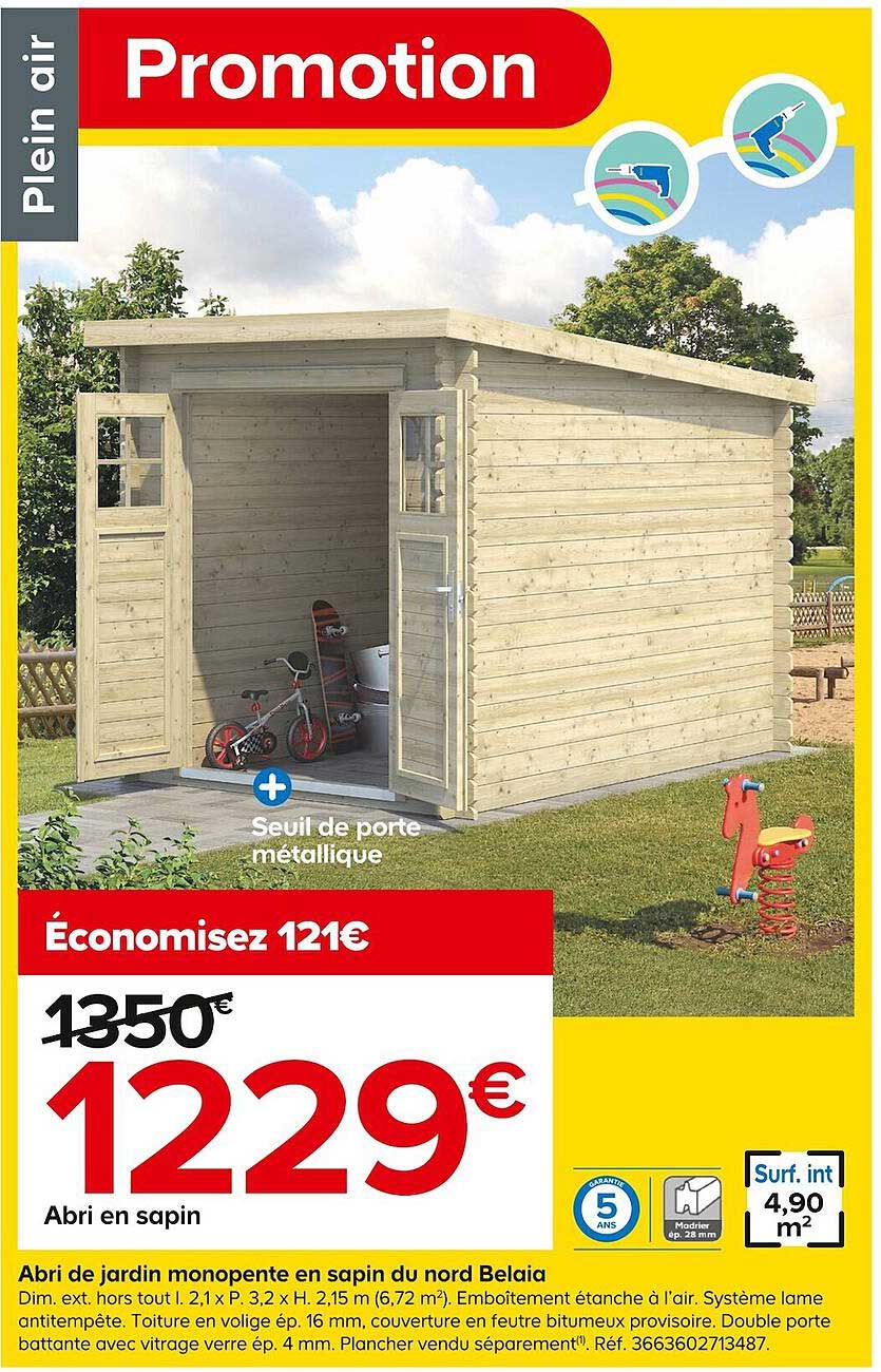 abri en monopente en sapin du nord belaia