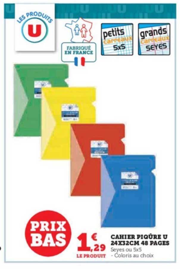Cahier Piqûre U 24 X 32 Cm 48 Pages