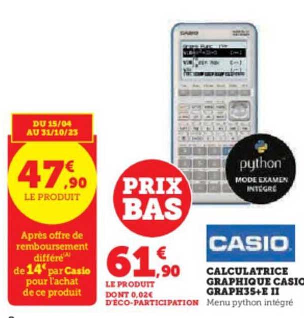 calculatrice graphique casio graph 35+e II