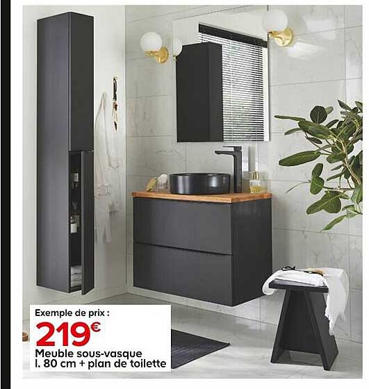 Meuble Sous-vasque L.80 Cm + Plan De Toilette