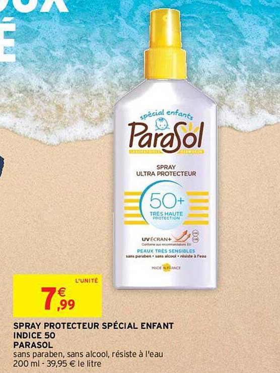 spray protecteur spécial enfant indice 50 parasol
