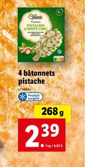 4 Bâtonnets Pistache Gelatelli