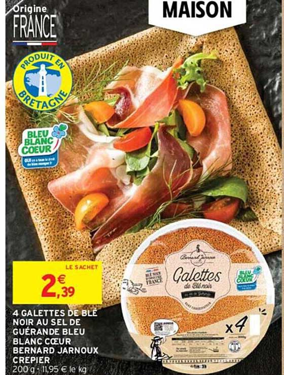 4 galettes de blé noir au sel de guérande bleu blanc cœur bernard jarnoux crepier