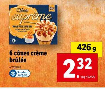 6 cônes crème brûlée gelatelli