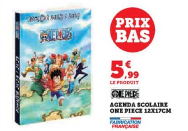 Agenda Scolaire One Piece 12 X 17 Cm
