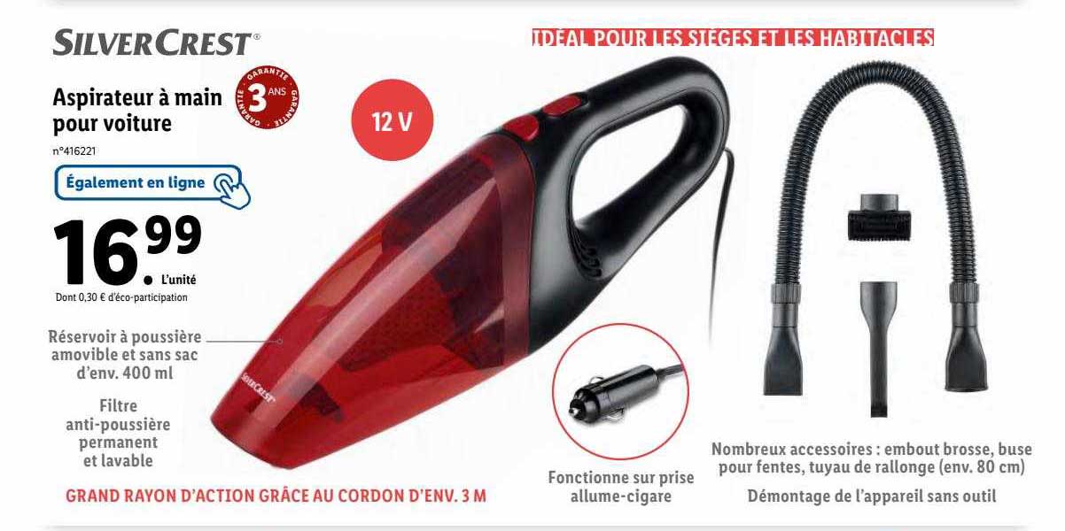aspirateur à main pour voiture silver crest