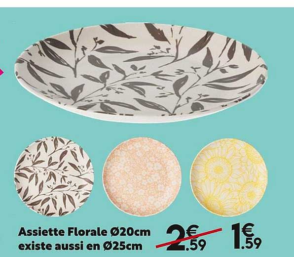 assiette florale ø22cm existe aussie en ø25cm
