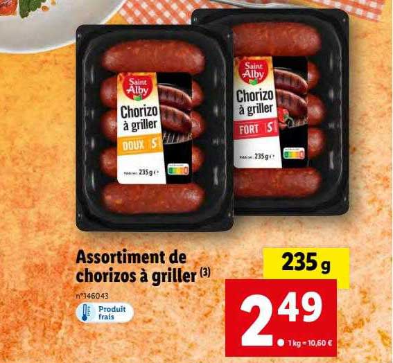 assortiment de chorizos à griller saint alby
