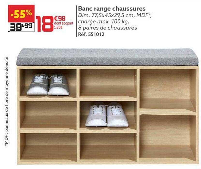banc range chaussures