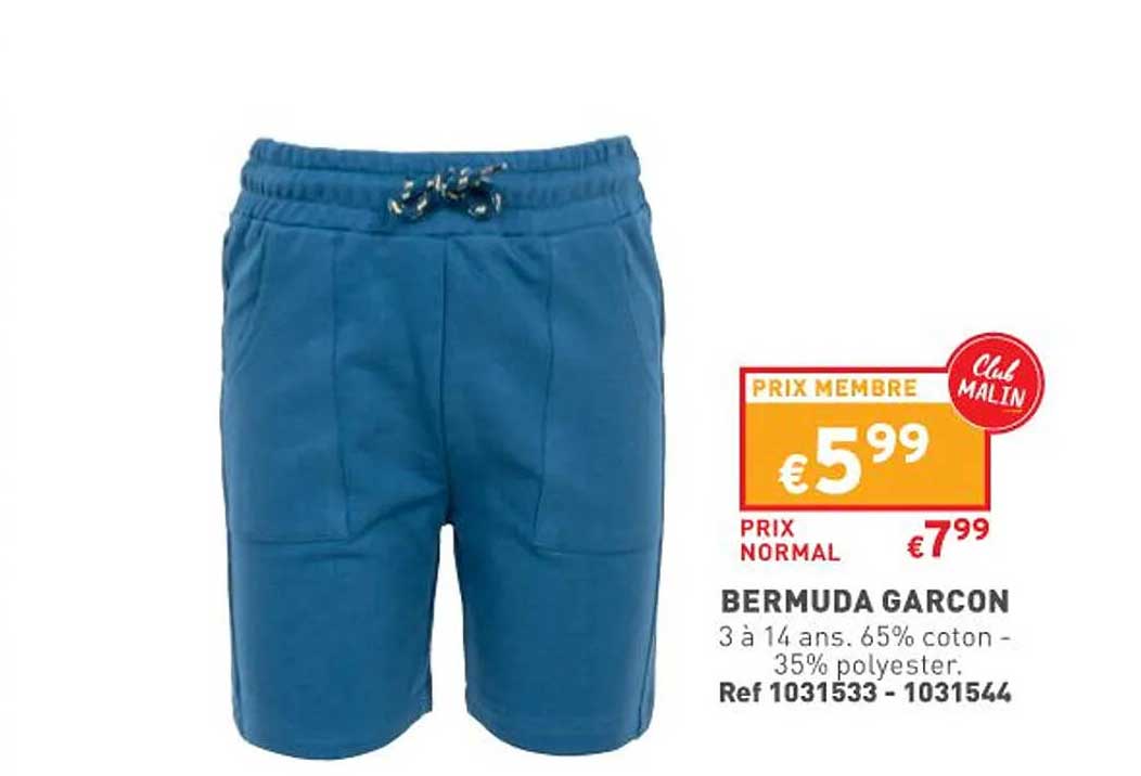 bermuda garçon 3 à 14 ans