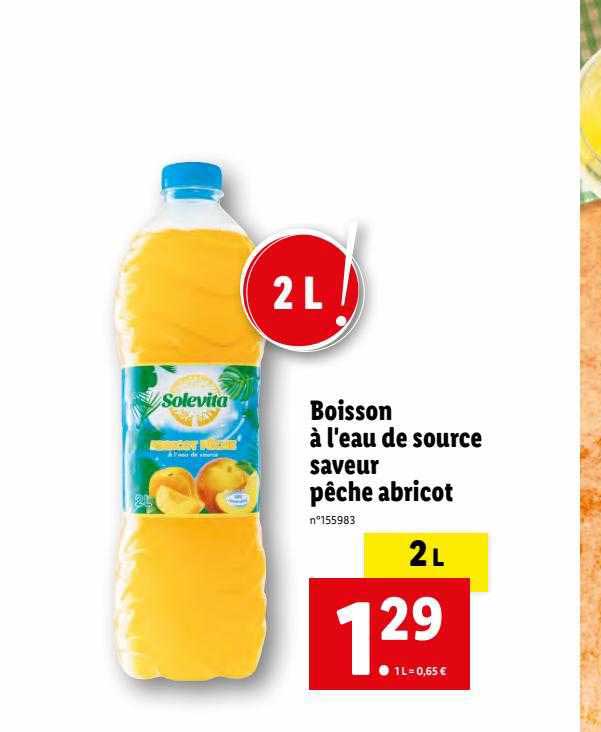 boisson à l'eau de source saveur pêche abricot solevita