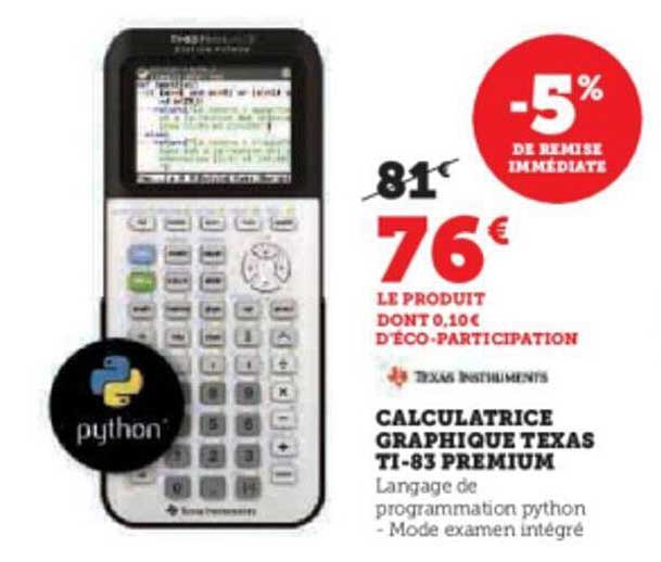 calculatrice graphique texas ti-83 premium