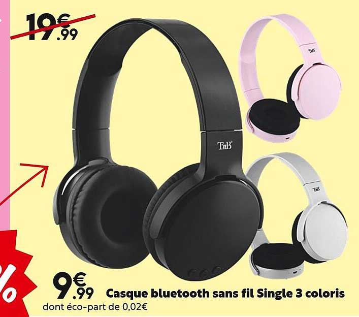 casque bluetooth sans fil single 3 coloris