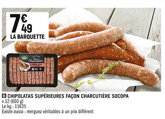 chipolatas supérieures façon charcutière socopa