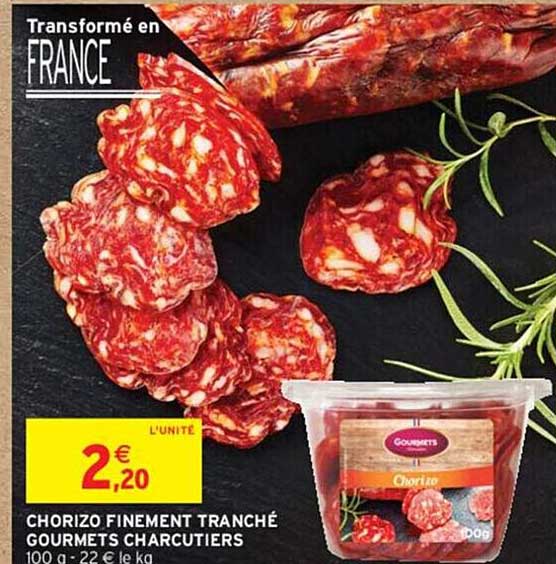 chorizo finement tranché gourmets charcutiers