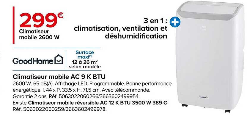 Climatiseur Mobile Ac 9 K Btu Goodhome