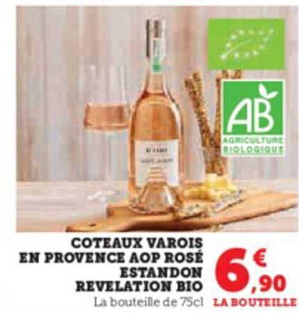 Coteaux Varois En Provence Aop Rosé Estandon Révélation Bio