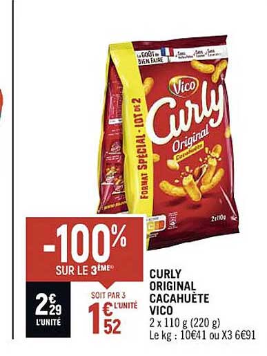curly original cacahuète vico -100% sur le 3ème