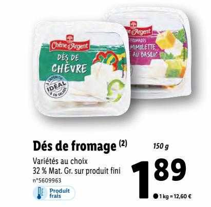 dés de fromage chêne d'argent