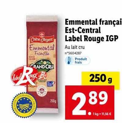 emmental français est-central label rouge igp chêne d'argent