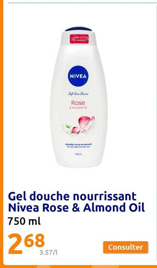 gel douche nourrissant nivea rose & almond oil