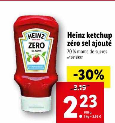 Heinz Ketchup Zéro Sel Ajouté