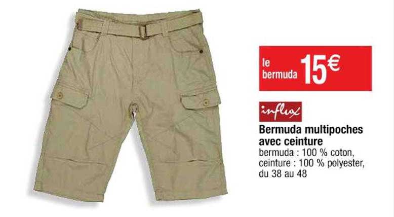 influx bermuda multipoches avec ceinture
