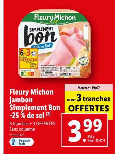 jambon simplement bon -25% de sel fleury michon