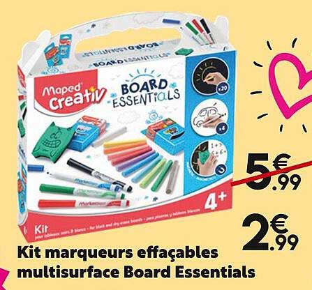 kit marqueurs effaçables multisurface board essentials