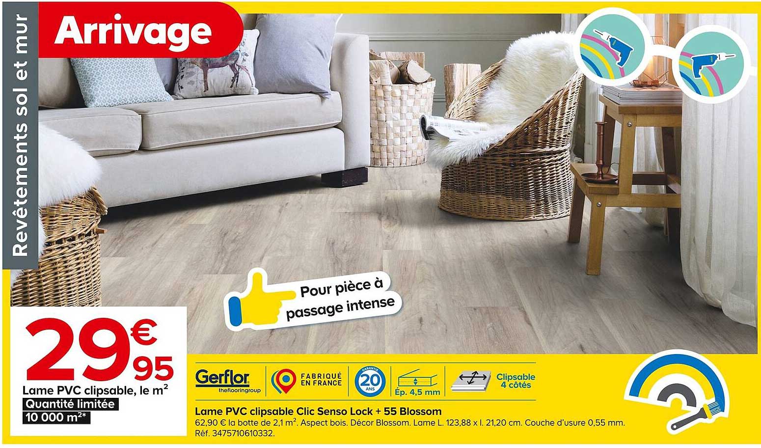 lame pvc clipsable clic senso lock + 55 blossom