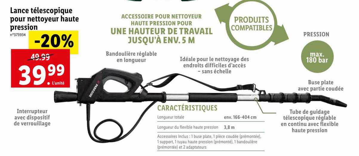 Lance Télescopique Pour Nettoyeur Haute Pression Parkside